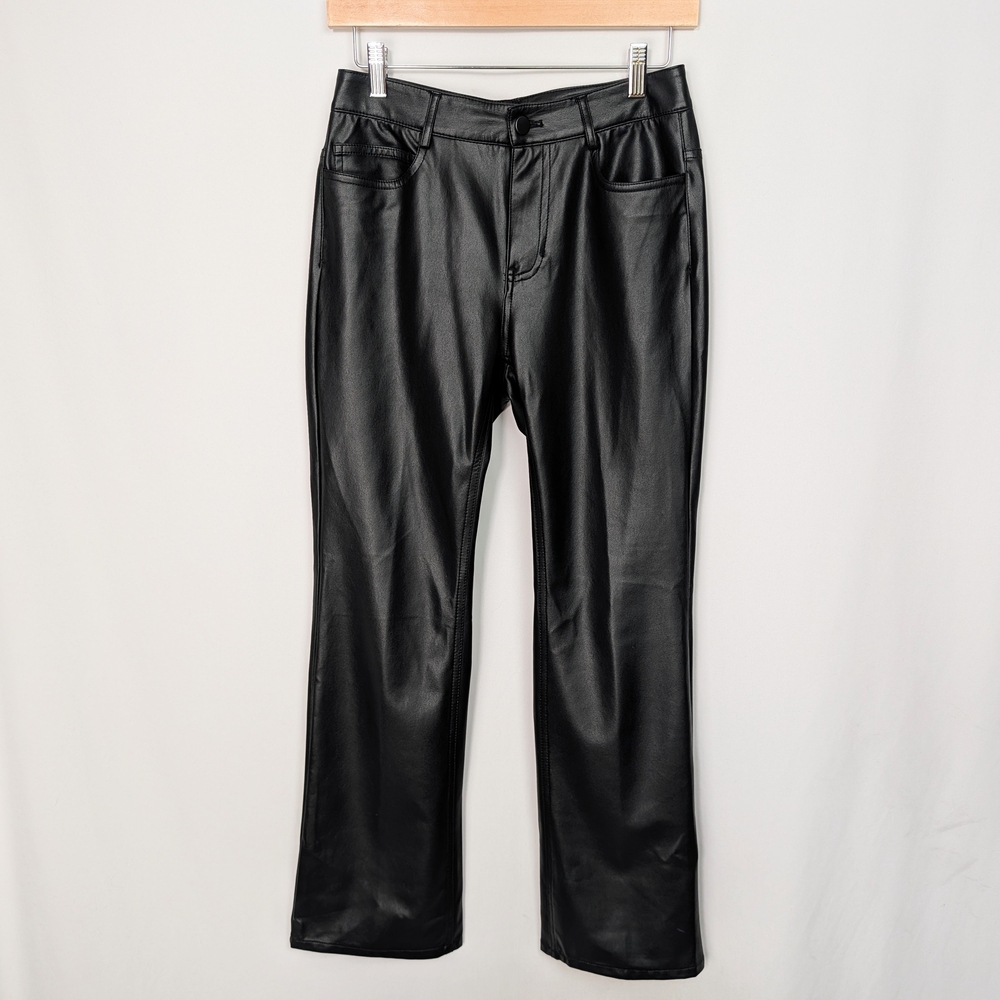 J.McLaughlin Faux Leather Brandy Pants Straight Leg High Rise